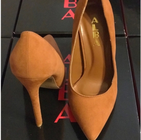 TAN FAUX SUEDE POINTY TOE STILETTO HEELS - Picture 2 of 4